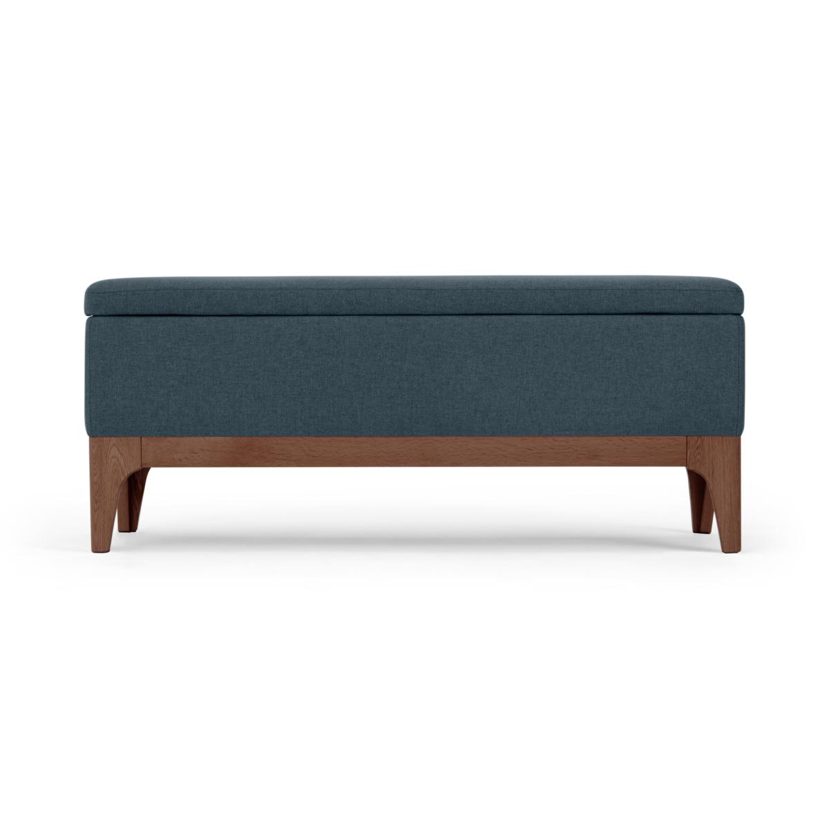 Roscoe Upholstered Ottoman Storage Bench, 110 cm Aegean Blue Fabric with Dark Stain Legs – image 2