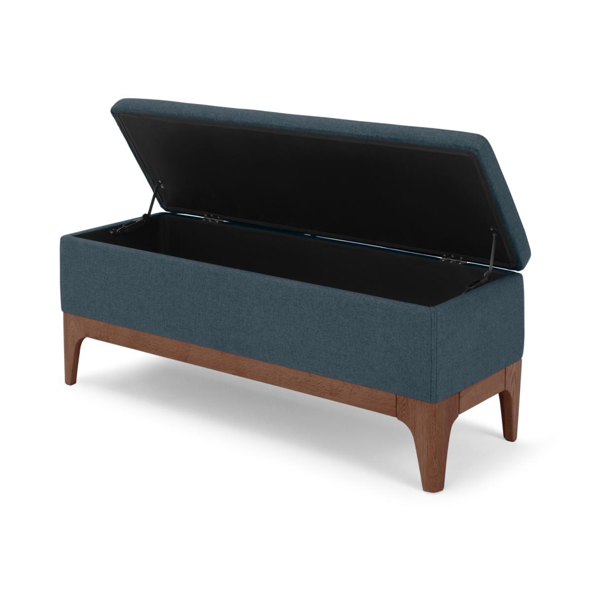 Roscoe Upholstered Ottoman Storage Bench, 110 cm Aegean Blue Fabric with Dark Stain Legs – image 13
