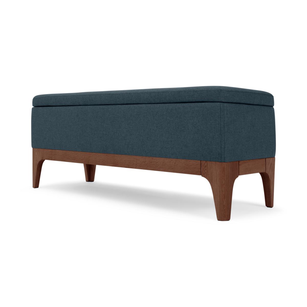 Roscoe Upholstered Ottoman Storage Bench, 110 cm Aegean Blue Fabric with Dark Stain Legs – image 3