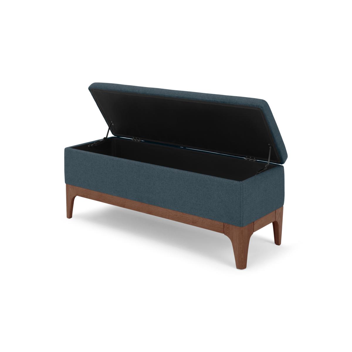 Roscoe Upholstered Ottoman Storage Bench, 110 cm Aegean Blue Fabric with Dark Stain Legs – image 6