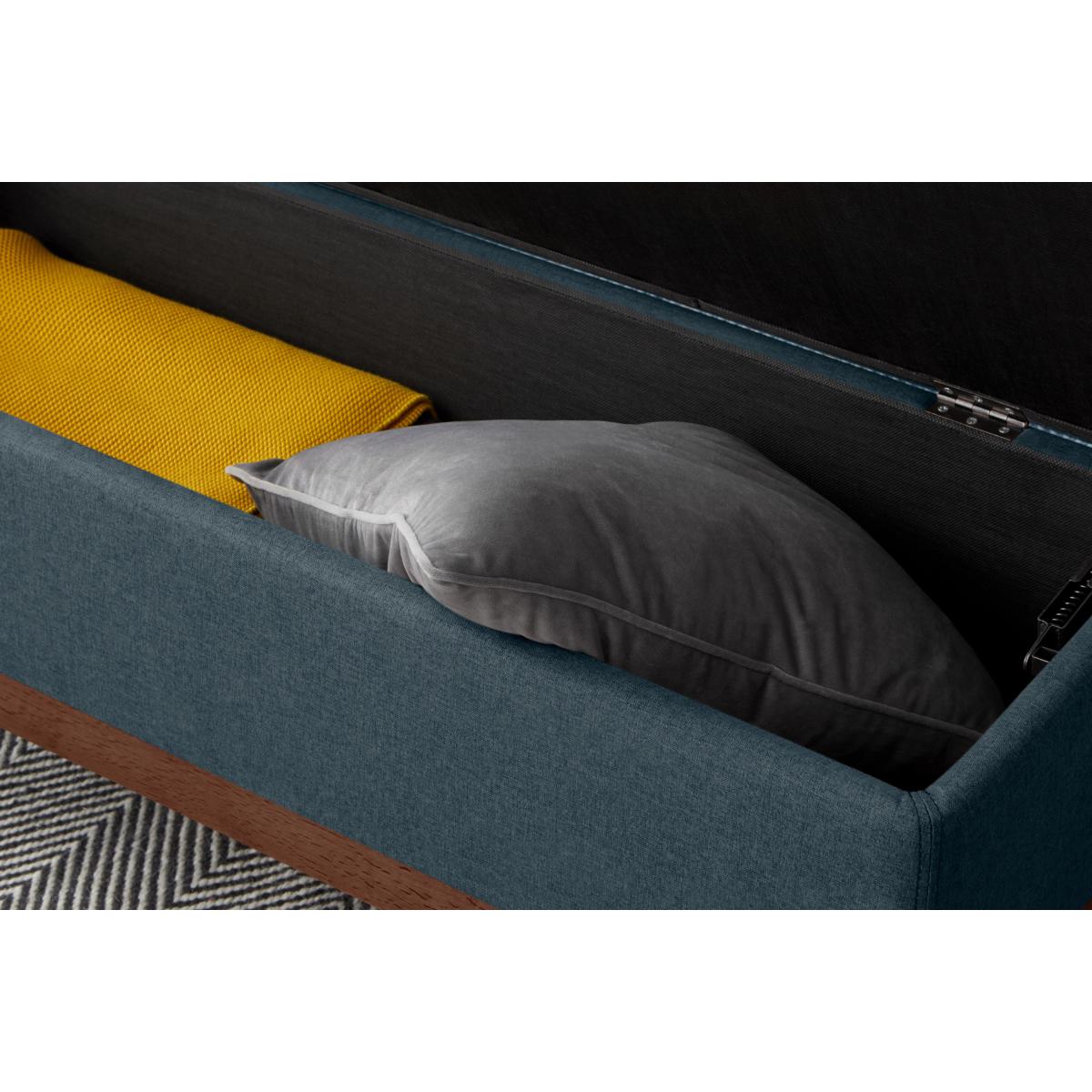Roscoe Upholstered Ottoman Storage Bench, 110 cm Aegean Blue Fabric with Dark Stain Legs – image 8