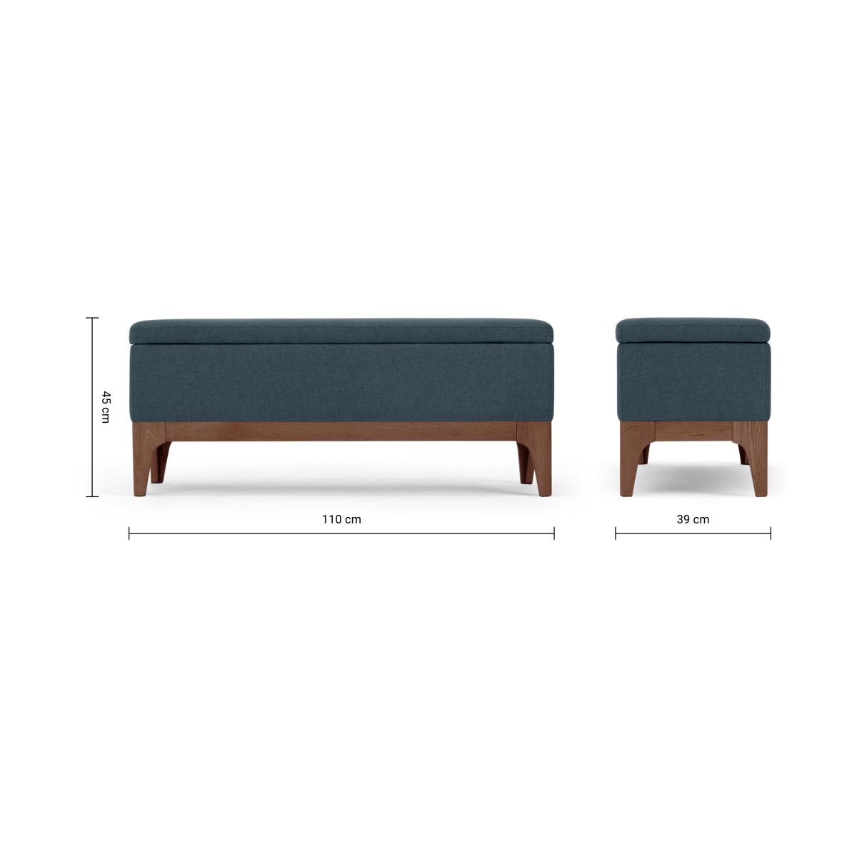 Roscoe Upholstered Ottoman Storage Bench, 110 cm Aegean Blue Fabric with Dark Stain Legs – image 10