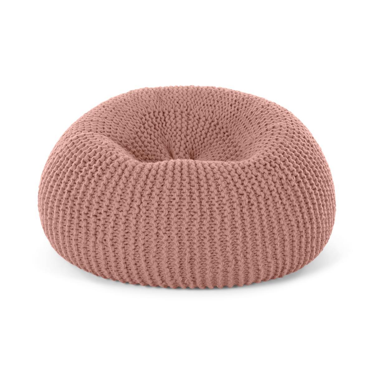 Aki 100% Wool Cocoon Bean Pouffe, Blush Pink – image 2