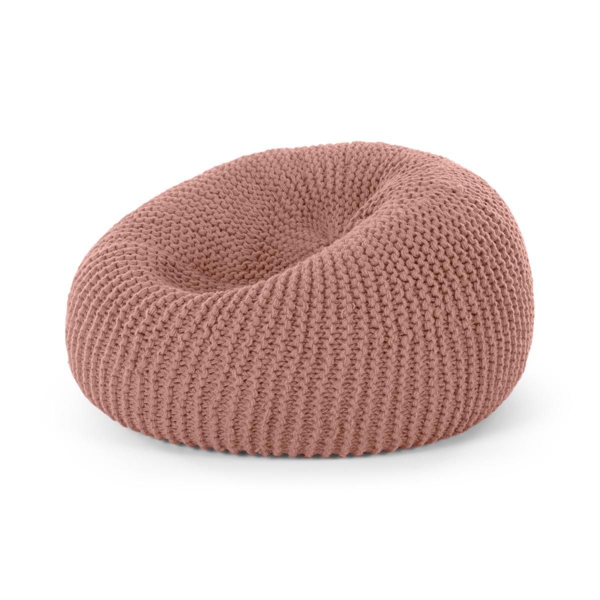 Aki 100% Wool Cocoon Bean Pouffe, Blush Pink – image 3