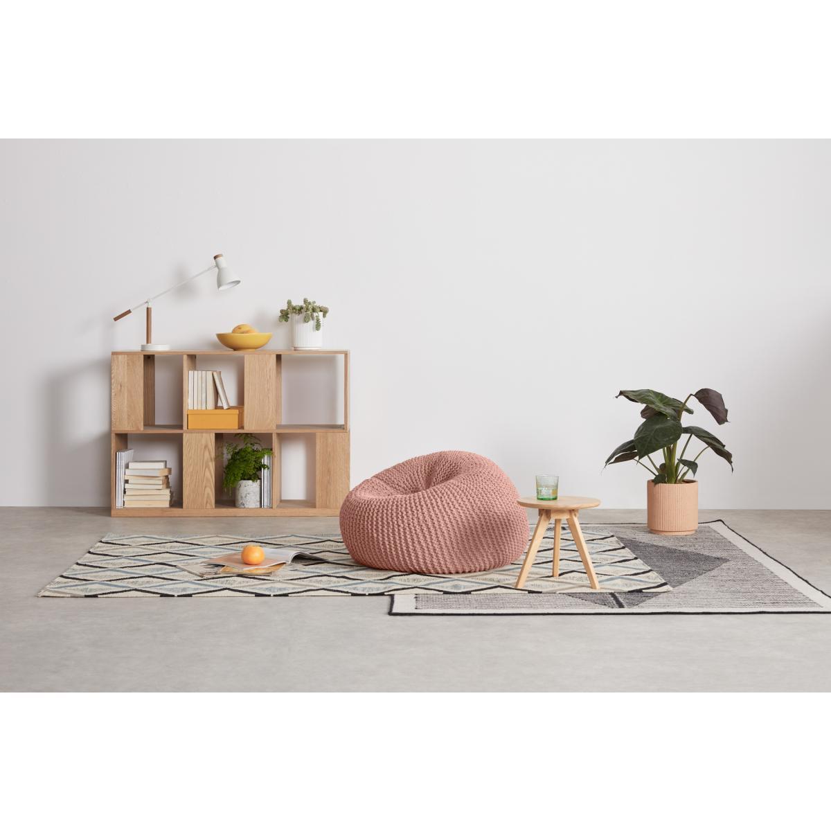 Aki 100% Wool Cocoon Bean Pouffe, Blush Pink – image 4