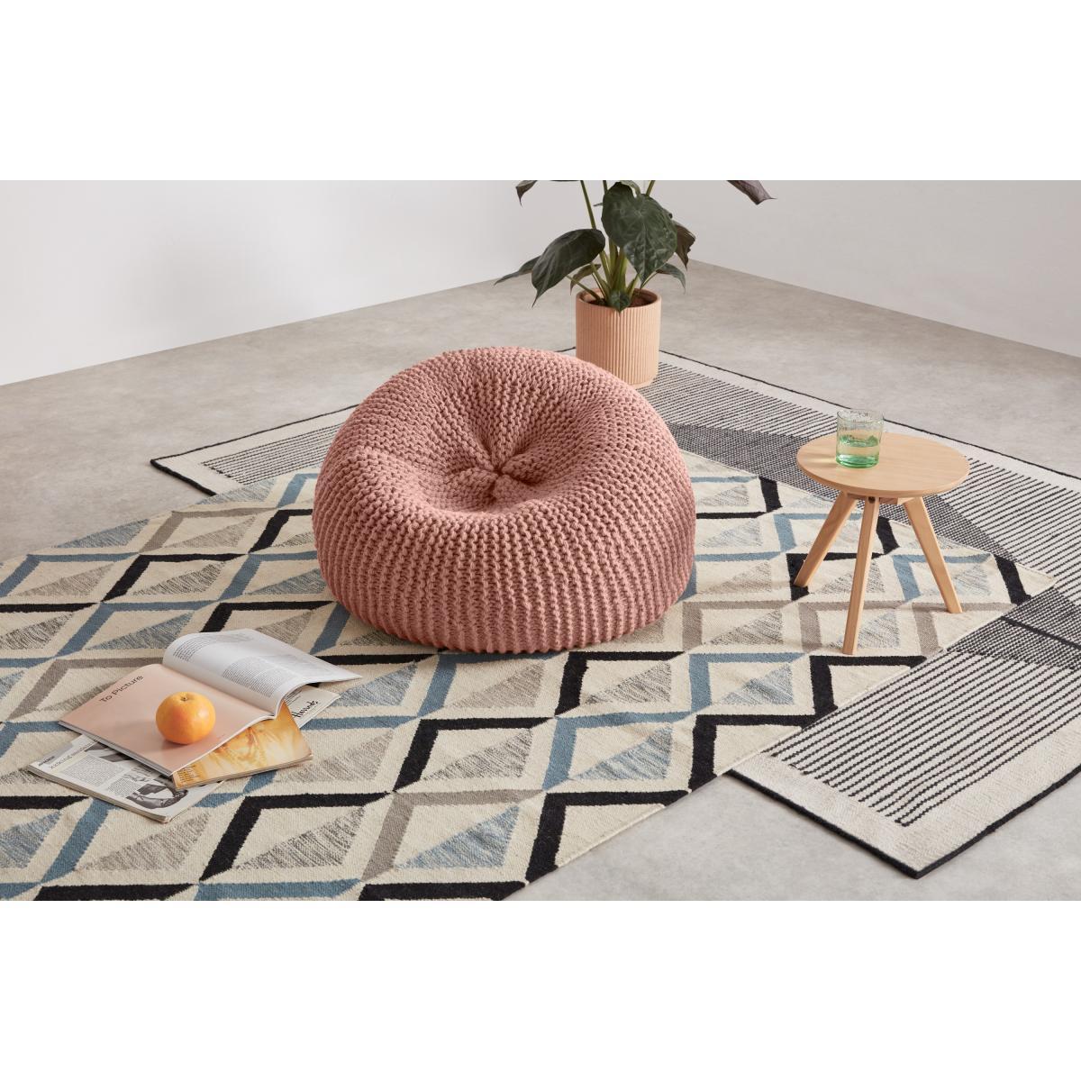 Aki 100% Wool Cocoon Bean Pouffe, Blush Pink – image 5