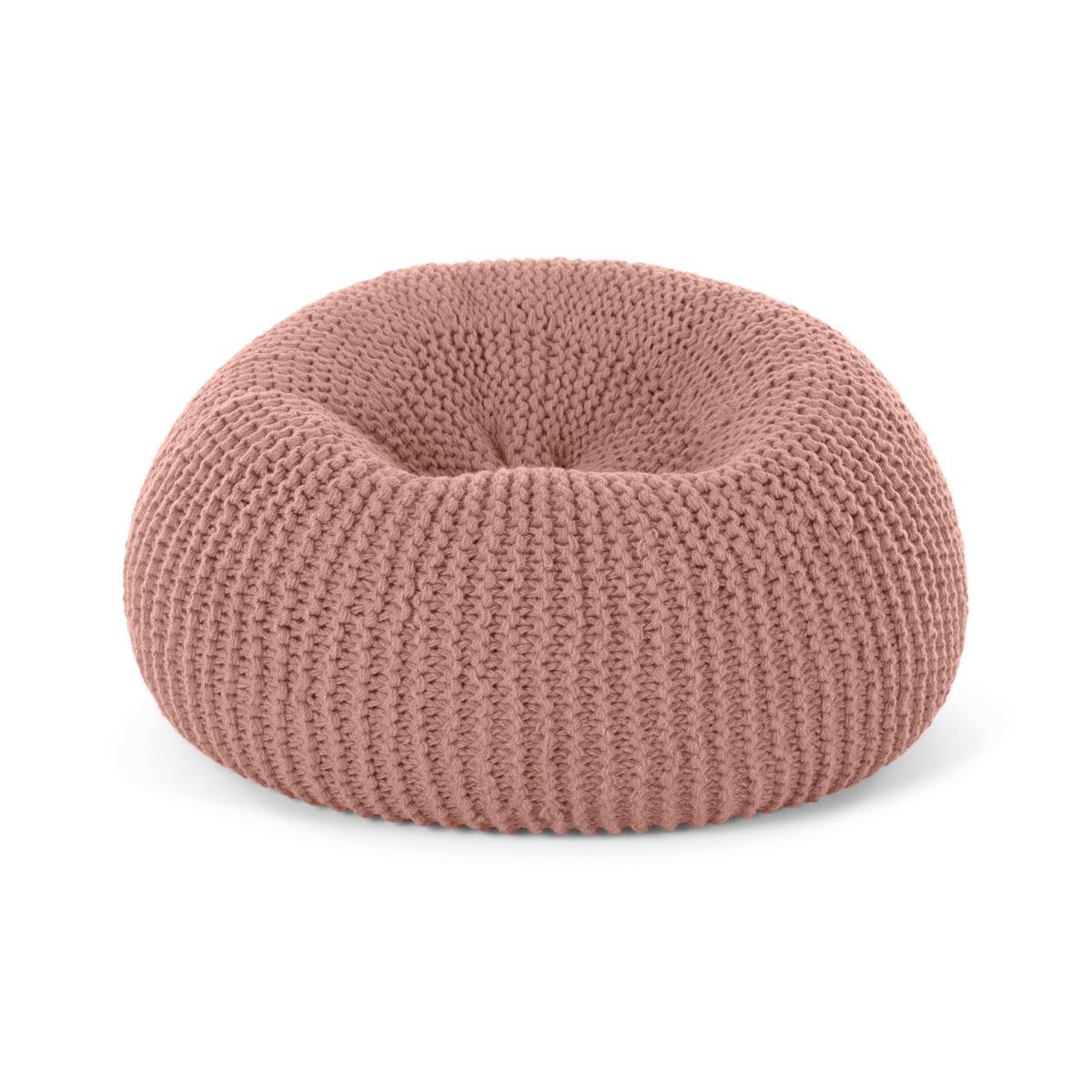 Aki 100% Wool Cocoon Bean Pouffe, Blush Pink – image 6