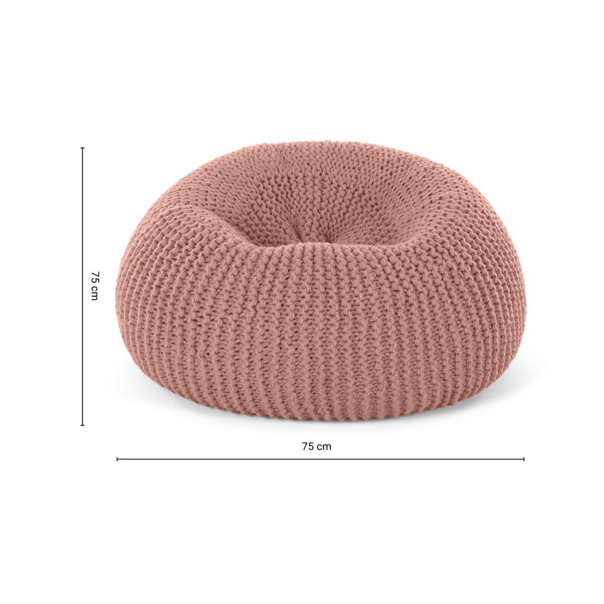 Aki 100% Wool Cocoon Bean Pouffe, Blush Pink – image 9