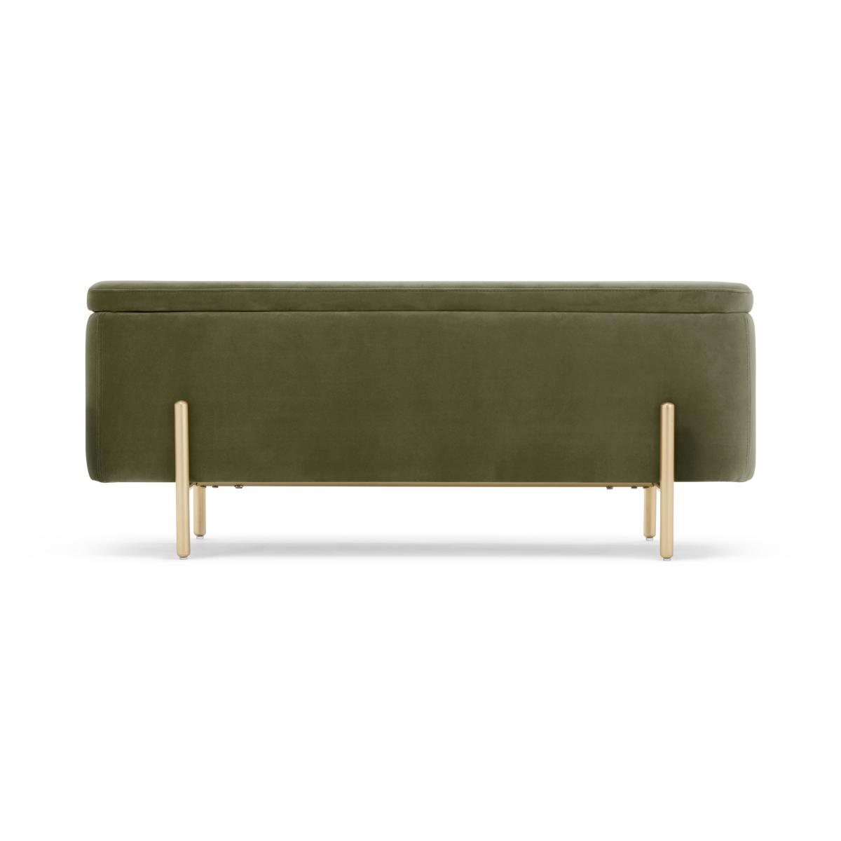 Asare Upholstered Storage Bench, 110cm, Sycamore Green Velvet & Brass – image 2