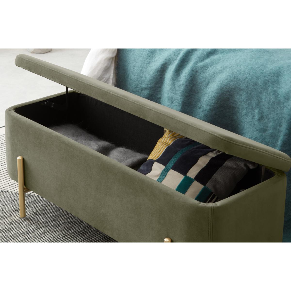 Asare Upholstered Storage Bench, 110cm, Sycamore Green Velvet & Brass – image 5