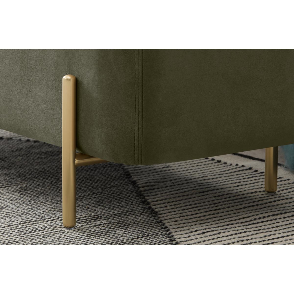 Asare Upholstered Storage Bench, 110cm, Sycamore Green Velvet & Brass – image 7