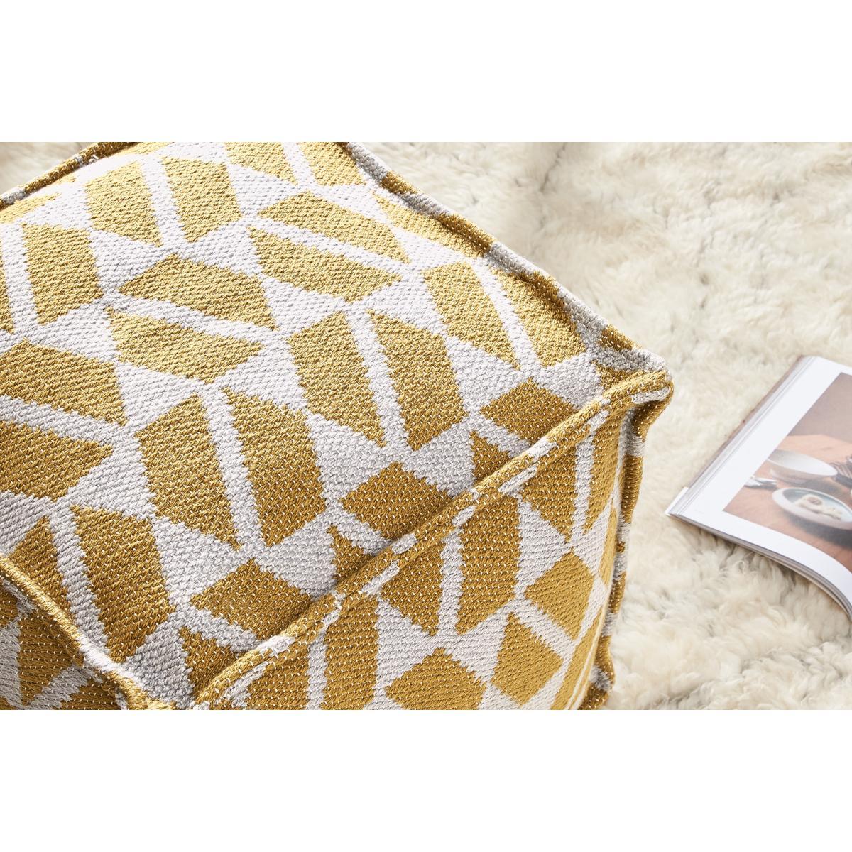 Oblique Indoor/Outdoor Square Pouffe, Yellow & Grey – image 5