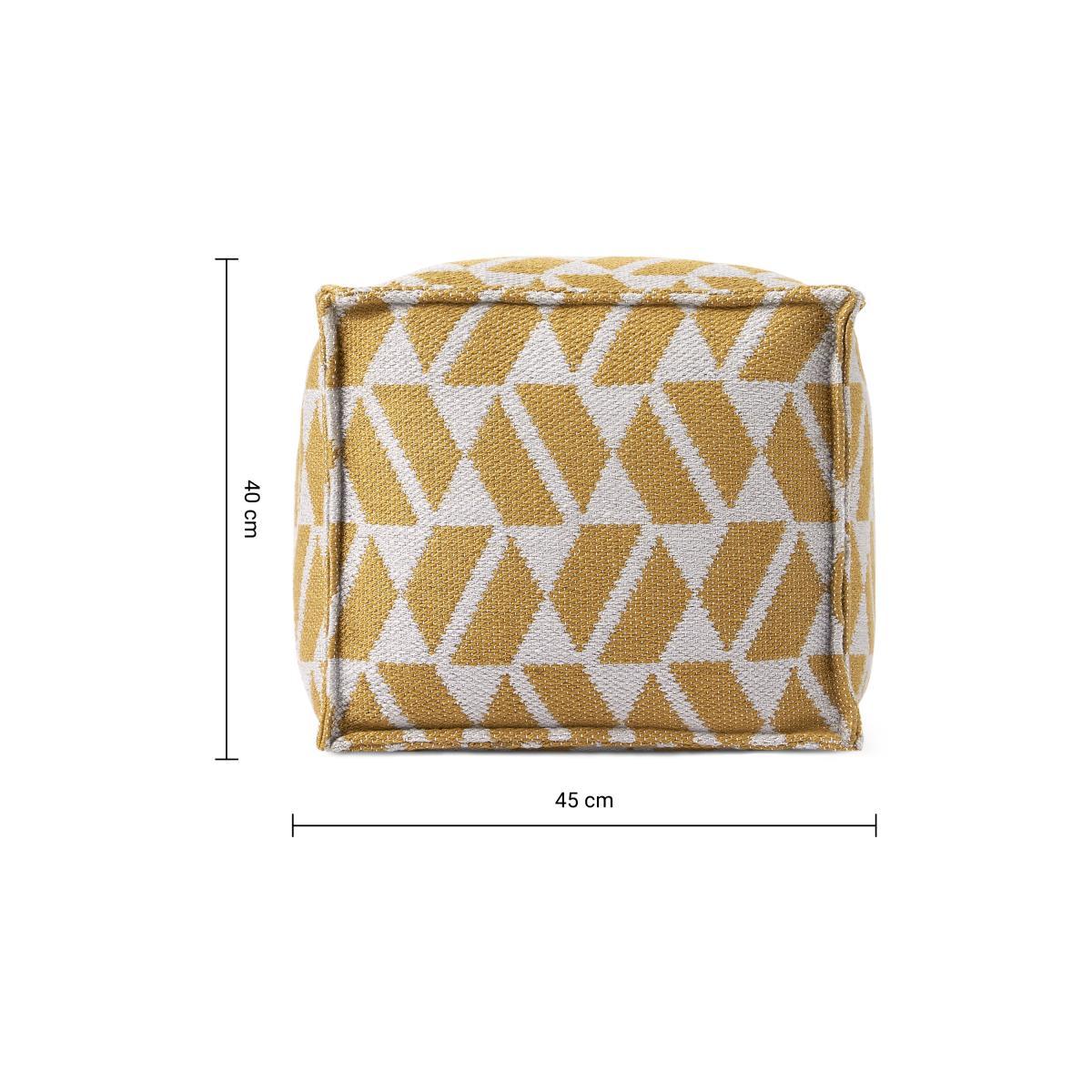 Oblique Indoor/Outdoor Square Pouffe, Yellow & Grey – image 8