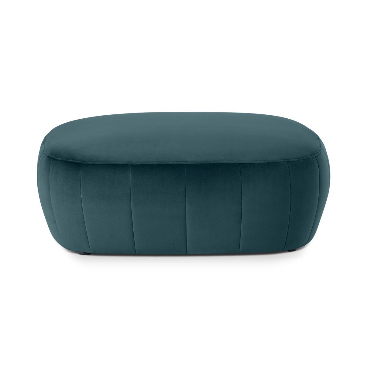 Alixandra Ottoman Pouffe, Large, Steel Blue Velvet – image 2