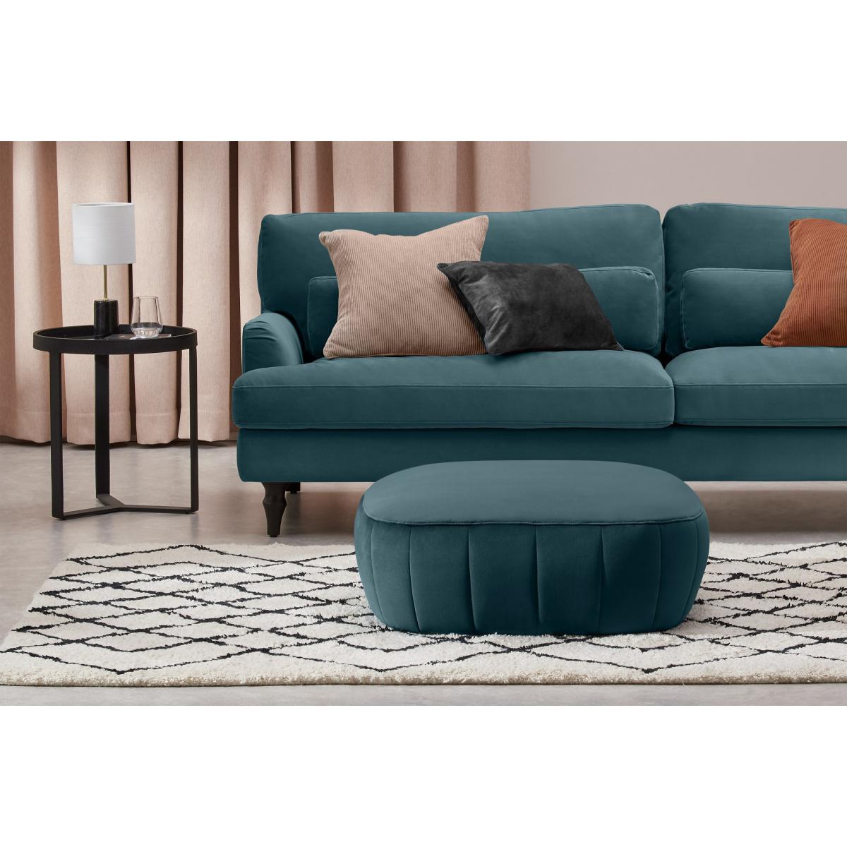 Alixandra Ottoman Pouffe, Large, Steel Blue Velvet – image 4