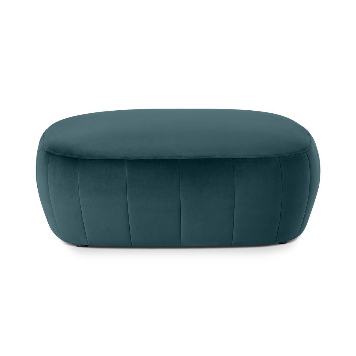 Alixandra Ottoman Pouffe, Large, Steel Blue Velvet – image 6