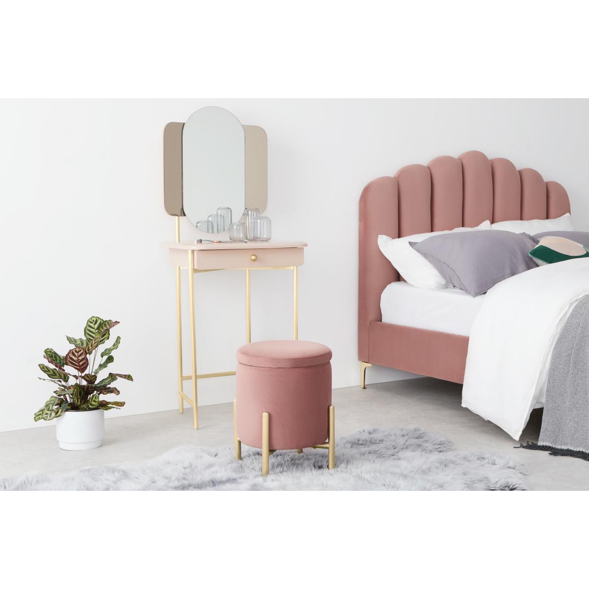 Asare Round Storage Stool, Blush Pink Velvet – image 4