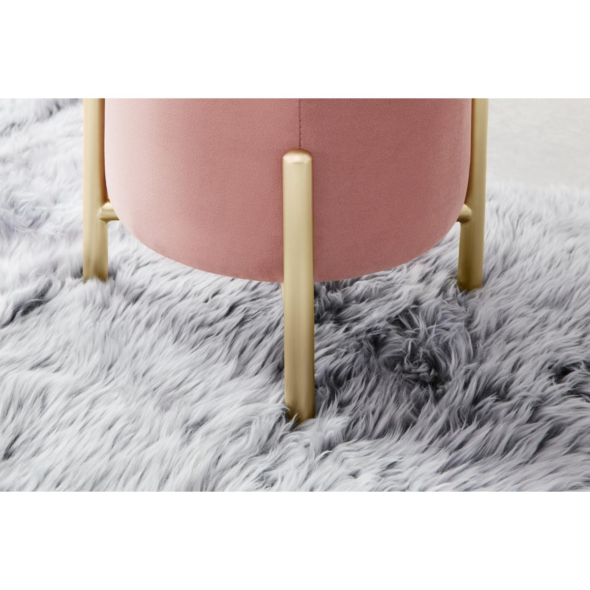 Asare Round Storage Stool, Blush Pink Velvet – image 5