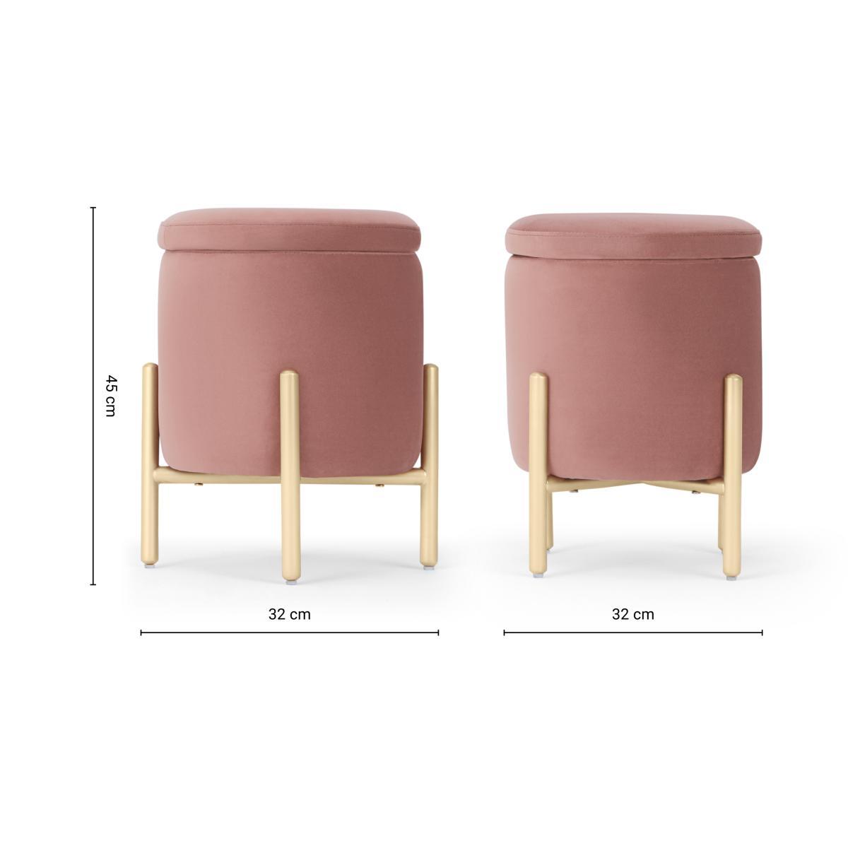 Asare Round Storage Stool, Blush Pink Velvet – image 8