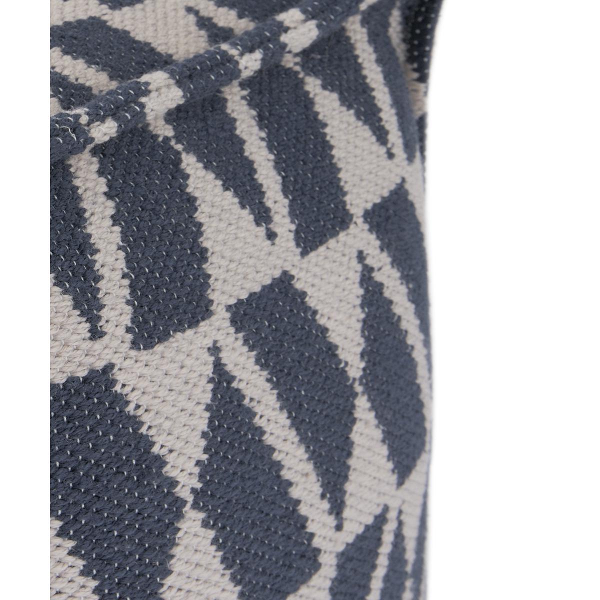 Oblique Indoor/ Outdoor Square Pouffe, Teal Blue & Grey – image 5
