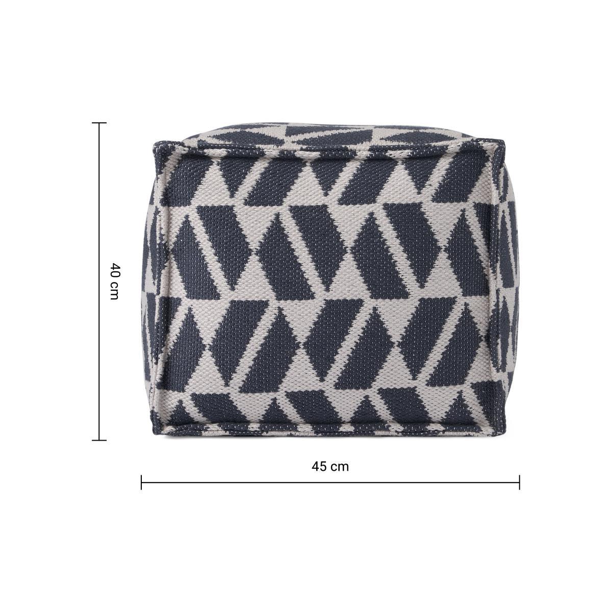 Oblique Indoor/ Outdoor Square Pouffe, Teal Blue & Grey – image 7