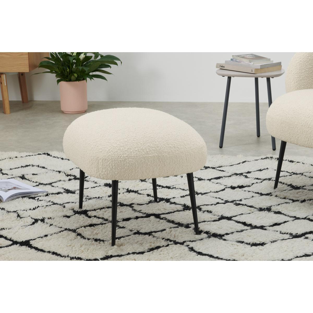 Bonnie Footstool, Whitewash Boucle – image 4