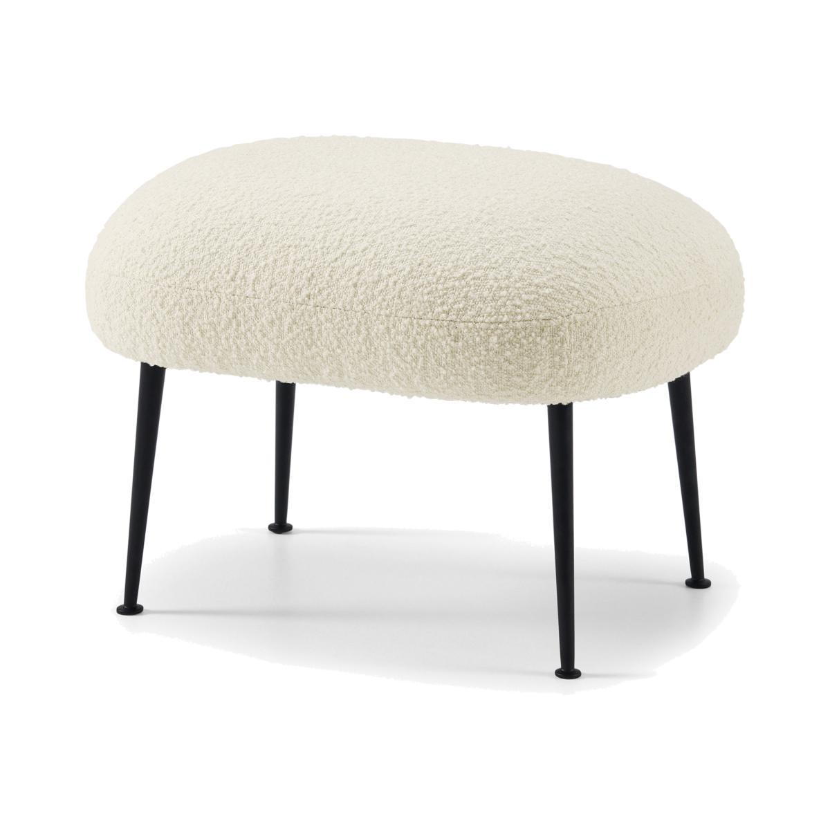 Bonnie Footstool, Whitewash Boucle – image 1