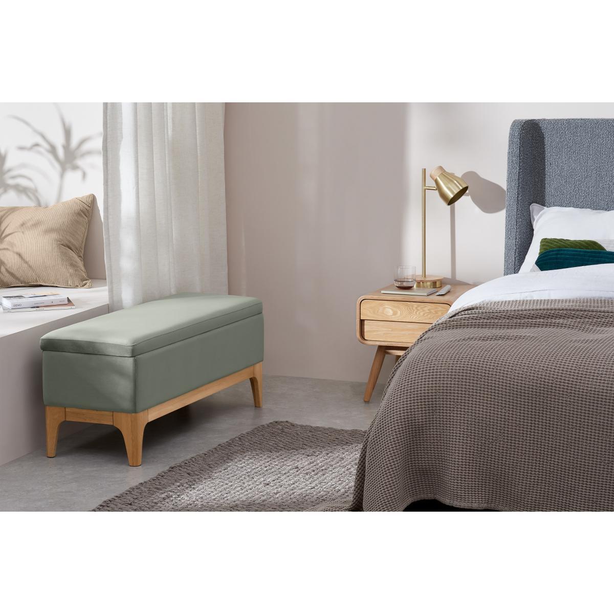 Roscoe Ottoman Storage Bench, Sage Green Velvet with Oak Legs – image 4
