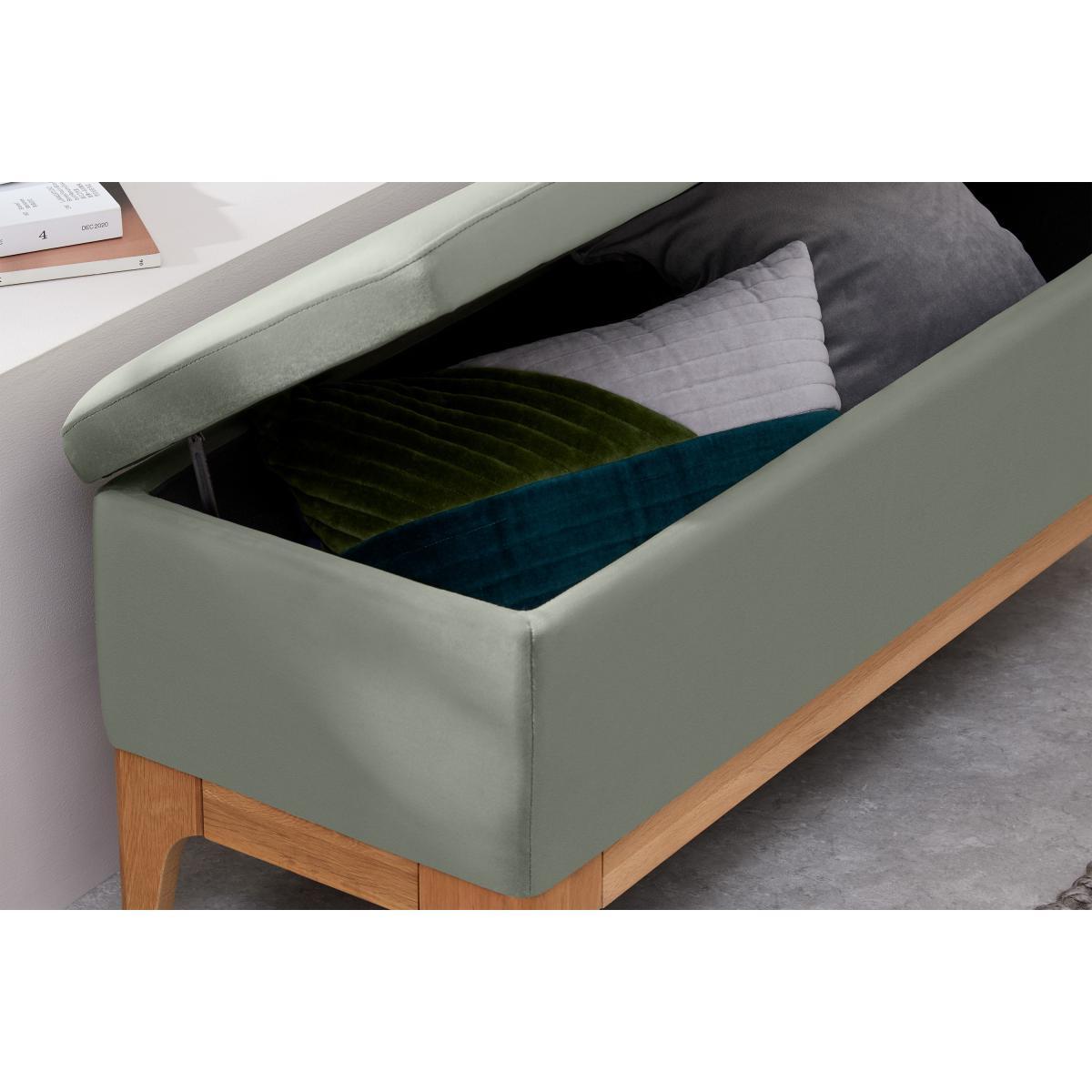 Roscoe Ottoman Storage Bench, Sage Green Velvet with Oak Legs – image 5