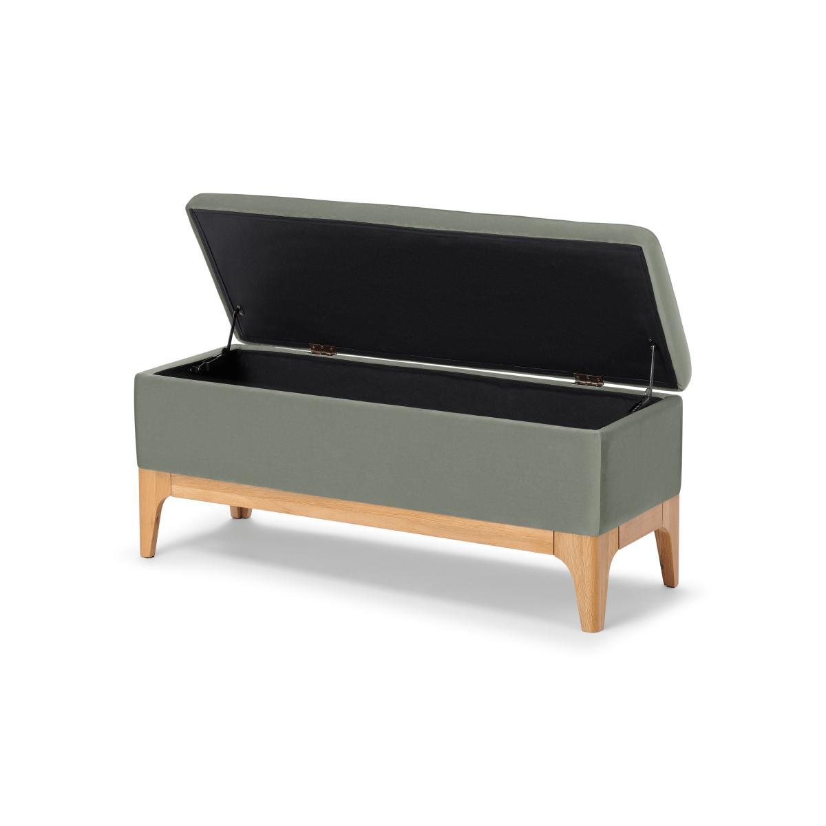 Roscoe Ottoman Storage Bench, Sage Green Velvet with Oak Legs – image 6
