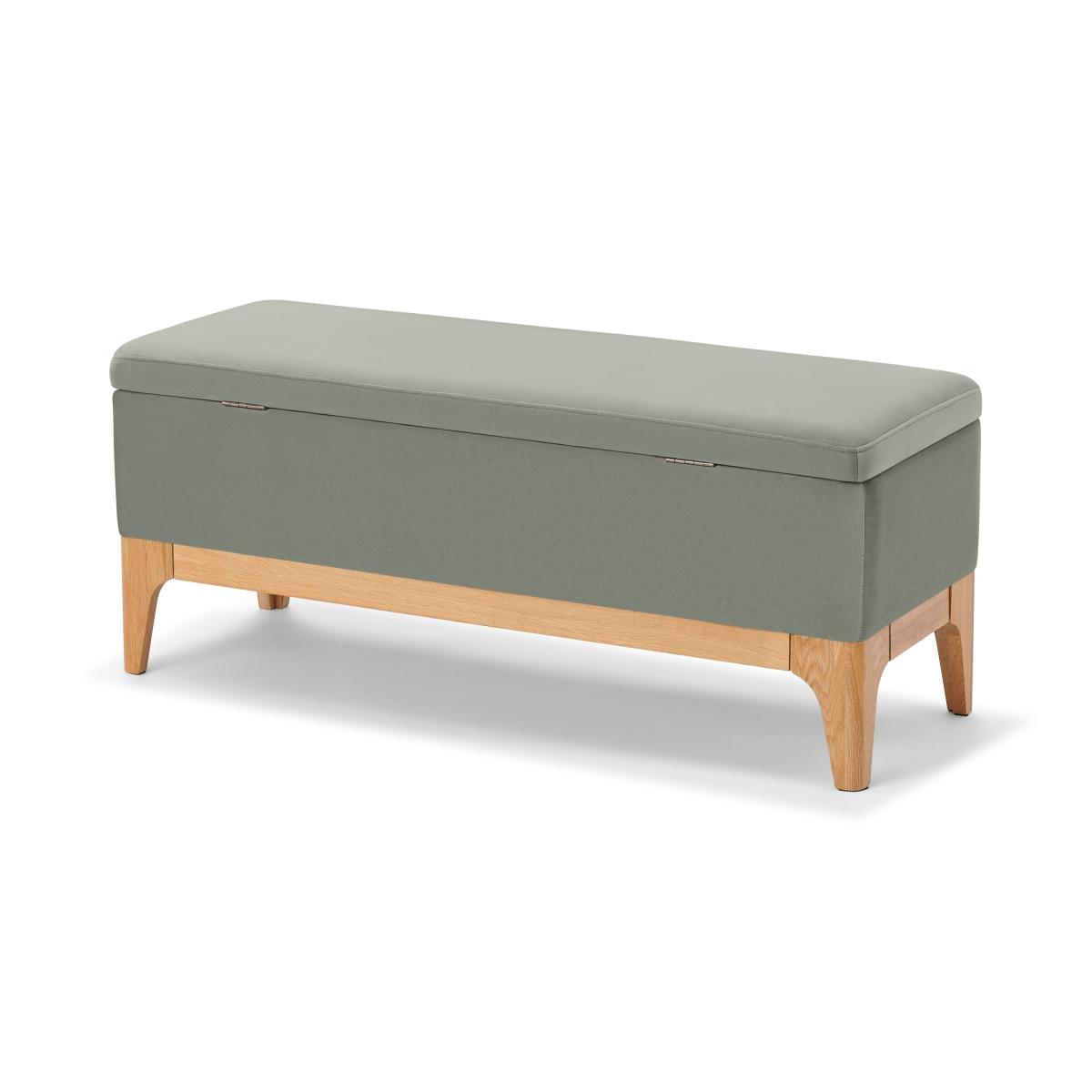 Roscoe Ottoman Storage Bench, Sage Green Velvet with Oak Legs – image 7