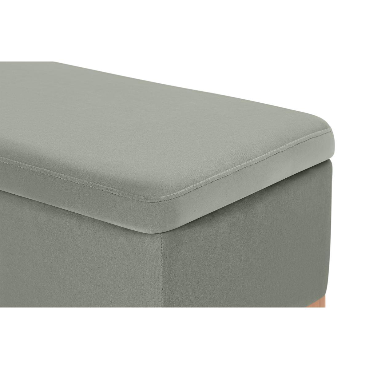 Roscoe Ottoman Storage Bench, Sage Green Velvet with Oak Legs – image 8