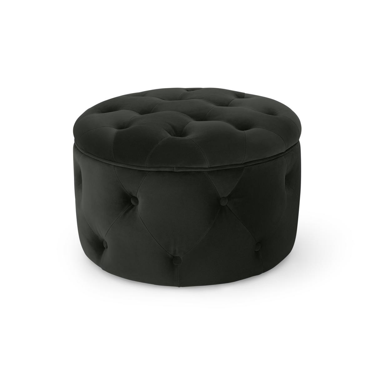 Hampton Round Storage Pouffe, Small, Mourne Grey Velvet – image 2