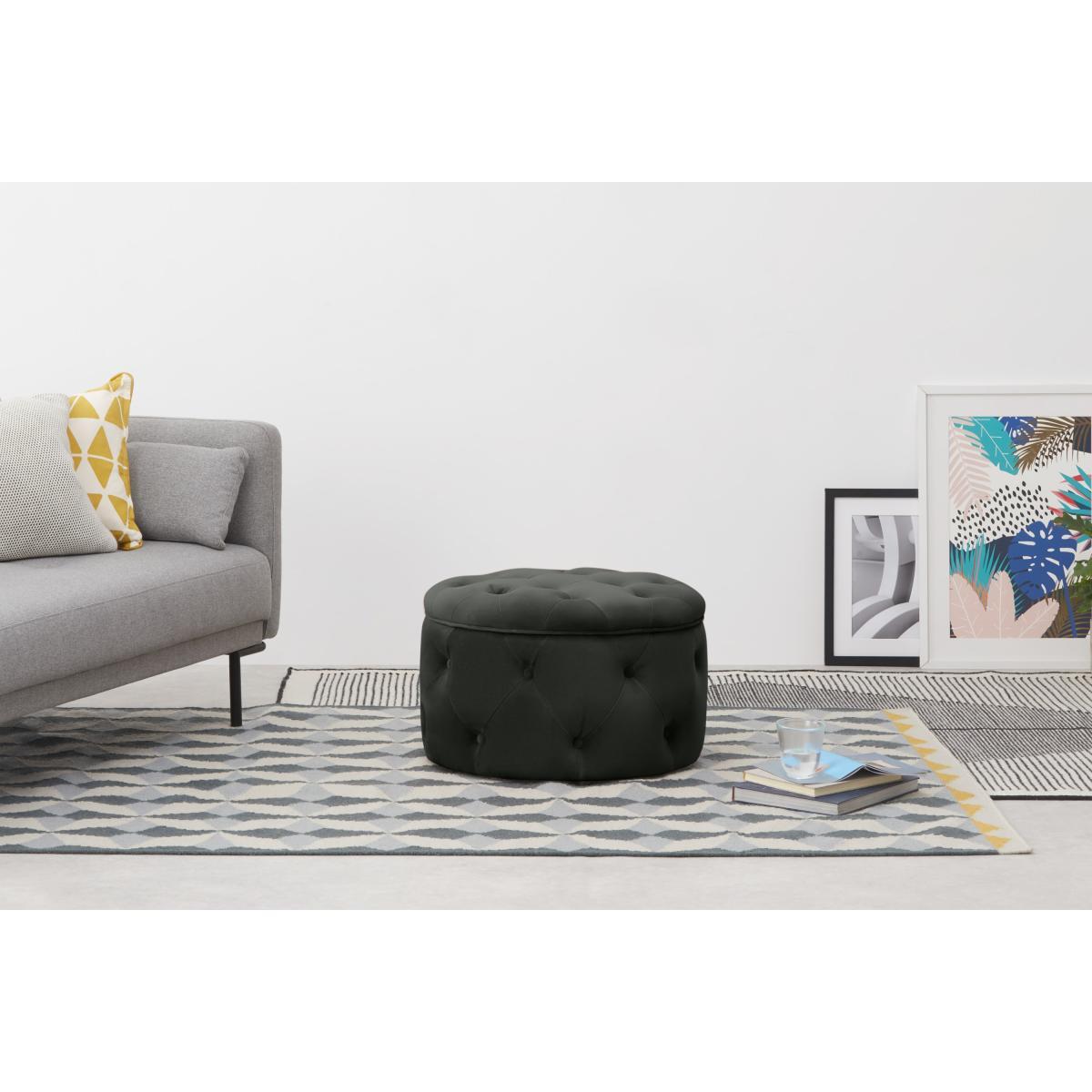 Hampton Round Storage Pouffe, Small, Mourne Grey Velvet – image 3