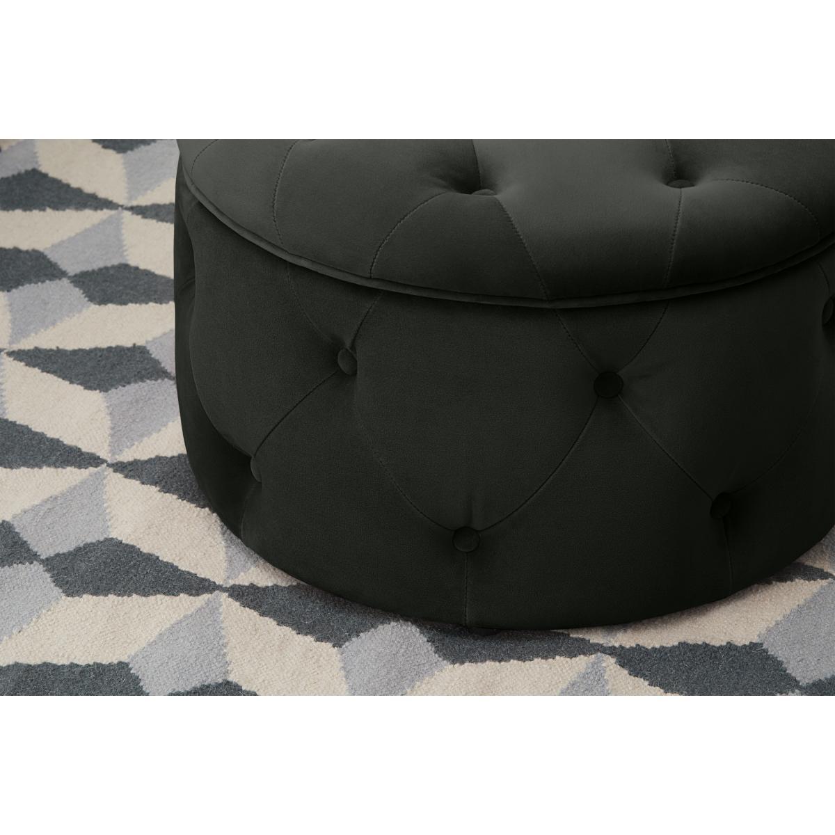 Hampton Round Storage Pouffe, Small, Mourne Grey Velvet – image 4