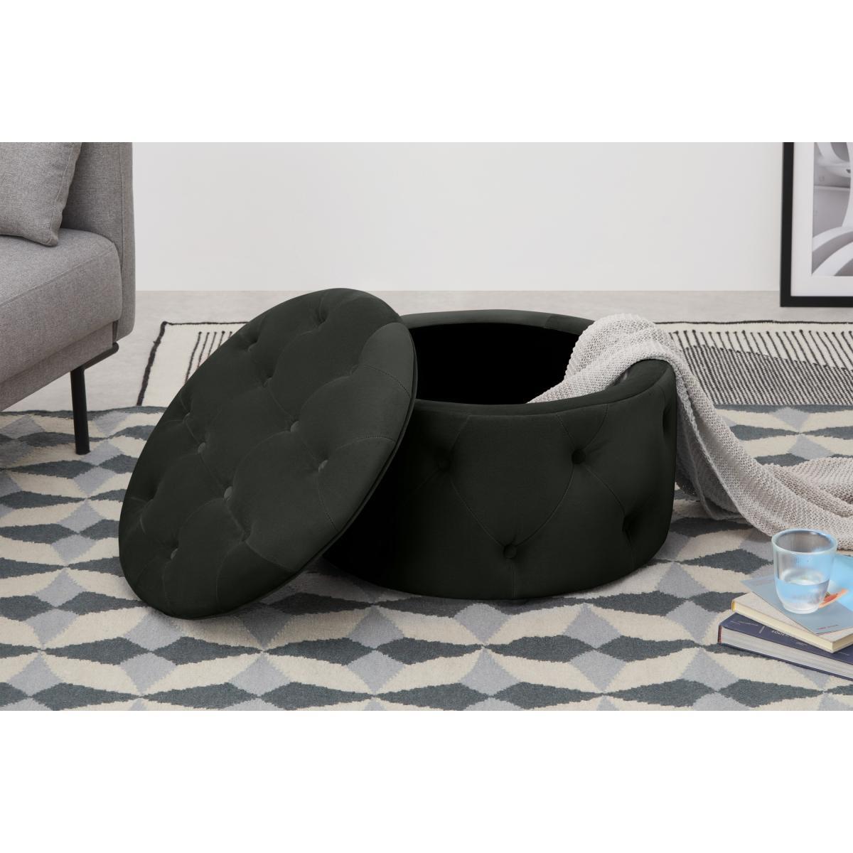 Hampton Round Storage Pouffe, Small, Mourne Grey Velvet – image 6