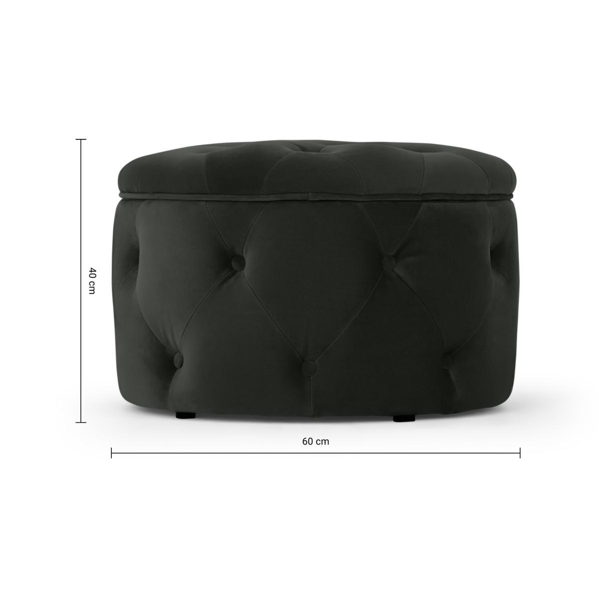Hampton Round Storage Pouffe, Small, Mourne Grey Velvet – image 8