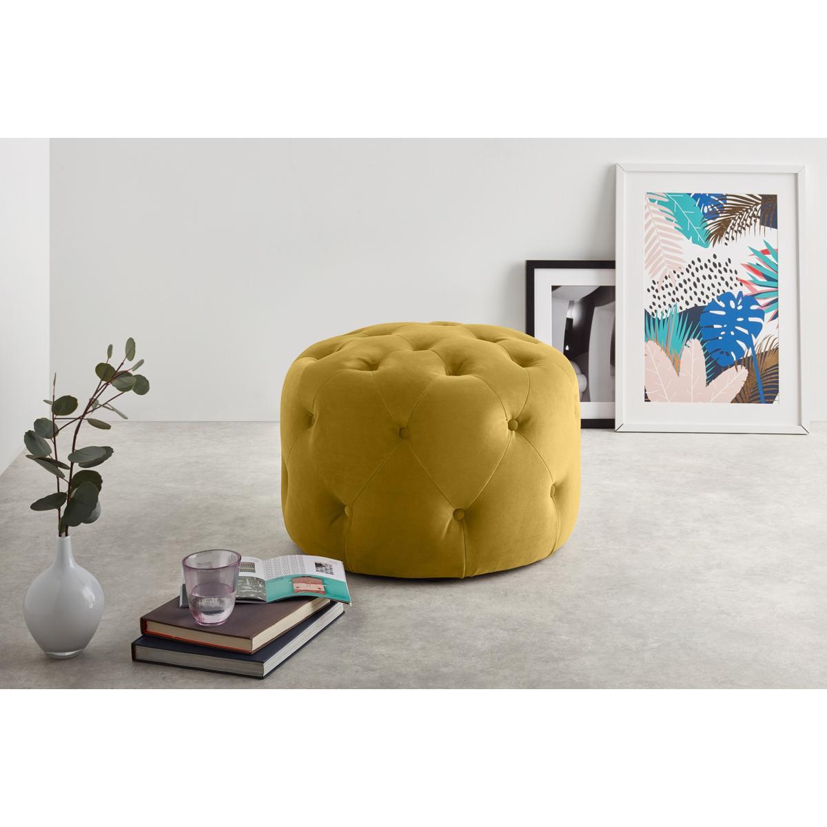 Hampton Small Round Pouffe, Antique Velvet – image 3