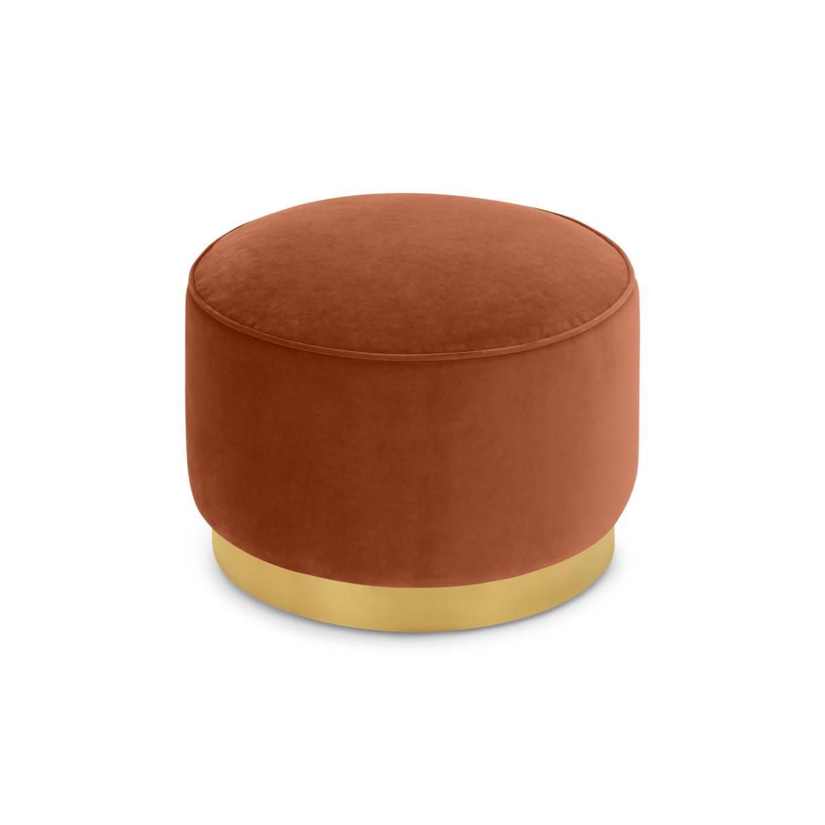 Hetherington Large Brass Base Pouffe, Nutmeg Orange Velvet – image 3