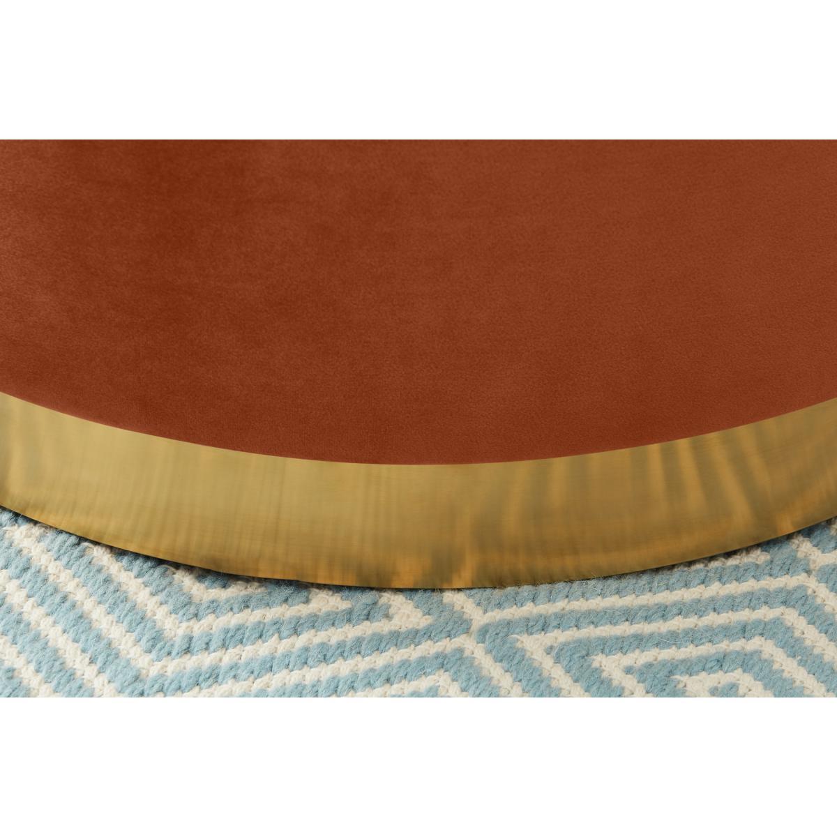 Hetherington Large Brass Base Pouffe, Nutmeg Orange Velvet – image 5