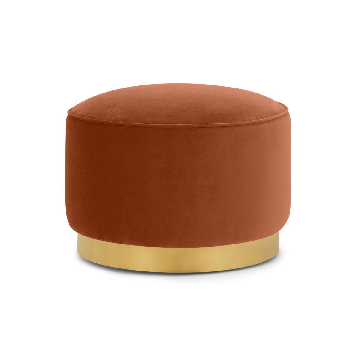 Hetherington Large Brass Base Pouffe, Nutmeg Orange Velvet – image 6