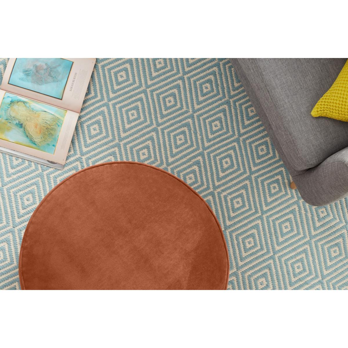 Hetherington Large Brass Base Pouffe, Nutmeg Orange Velvet – image 7