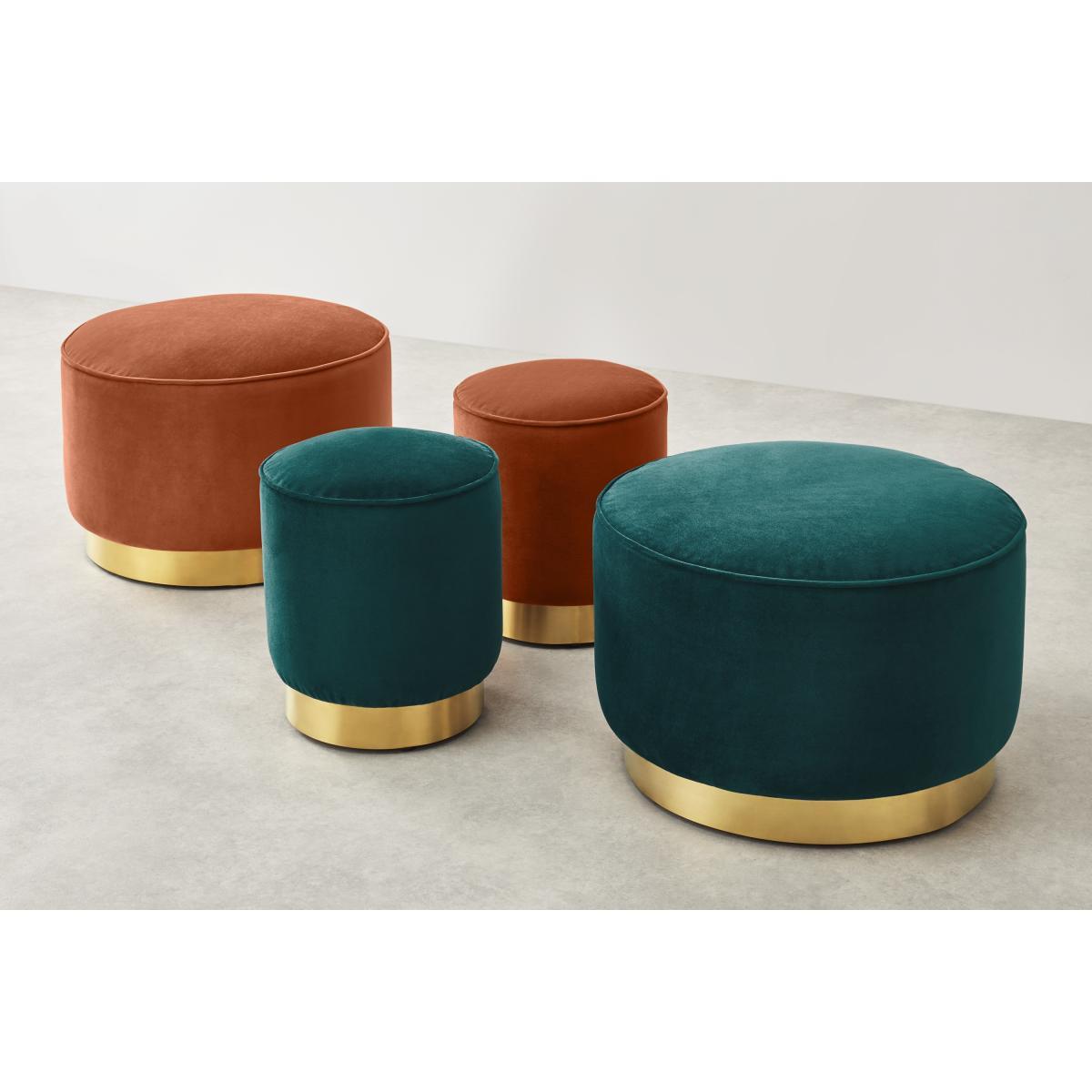 Hetherington Large Brass Base Pouffe, Nutmeg Orange Velvet – image 9