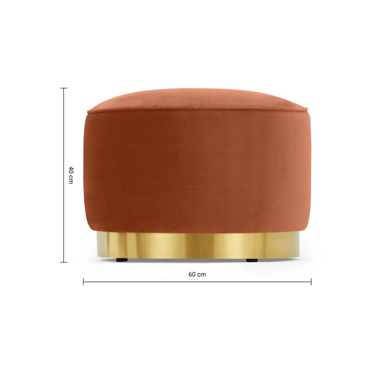 Hetherington Large Brass Base Pouffe, Nutmeg Orange Velvet – image 10