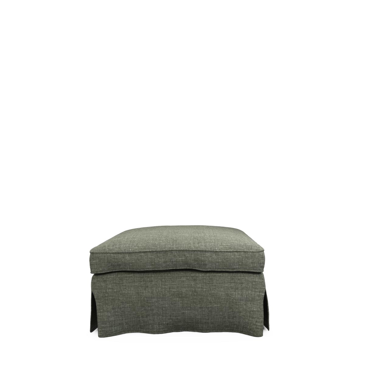 Linen Loose Cover for Fanshawe Square Footstool - Dune Green – image 2