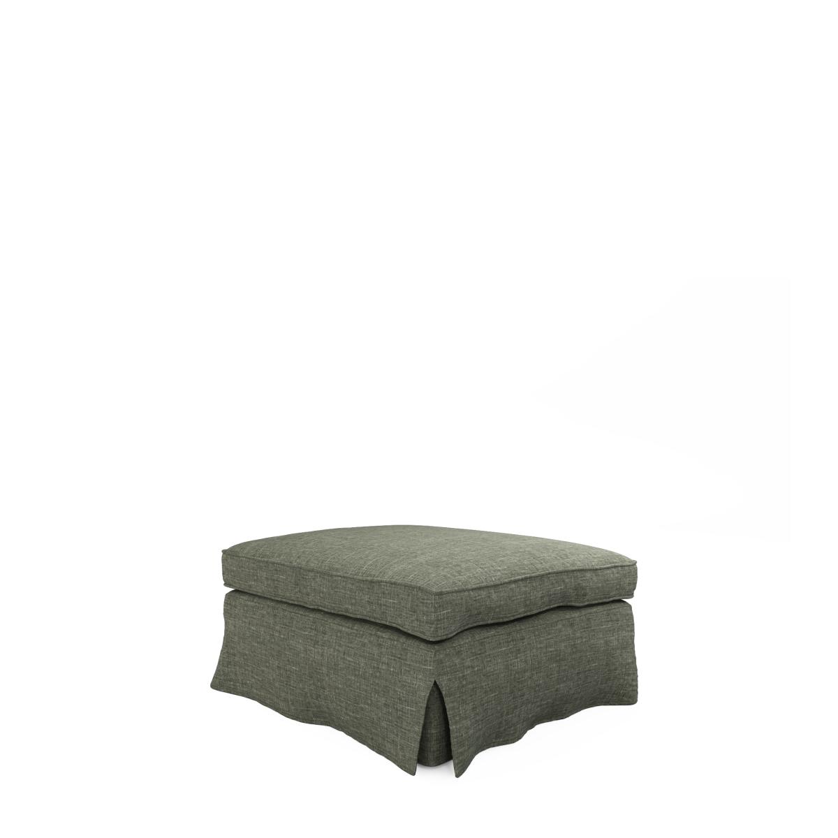 Linen Loose Cover for Fanshawe Square Footstool - Dune Green – image 3