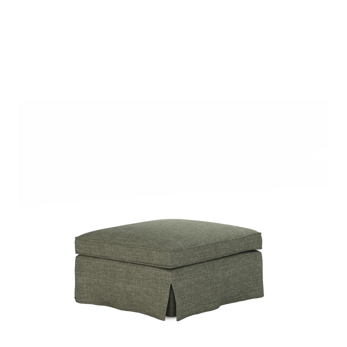 Linen Loose Cover for Fanshawe Square Footstool - Dune Green – image 4