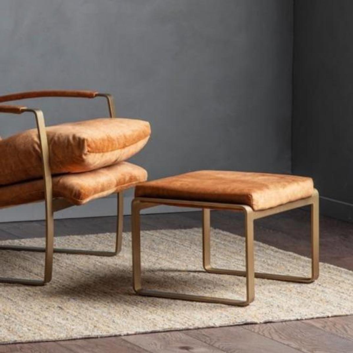 Gallery Direct Fabien Footstool Ochre | Outlet – image 4