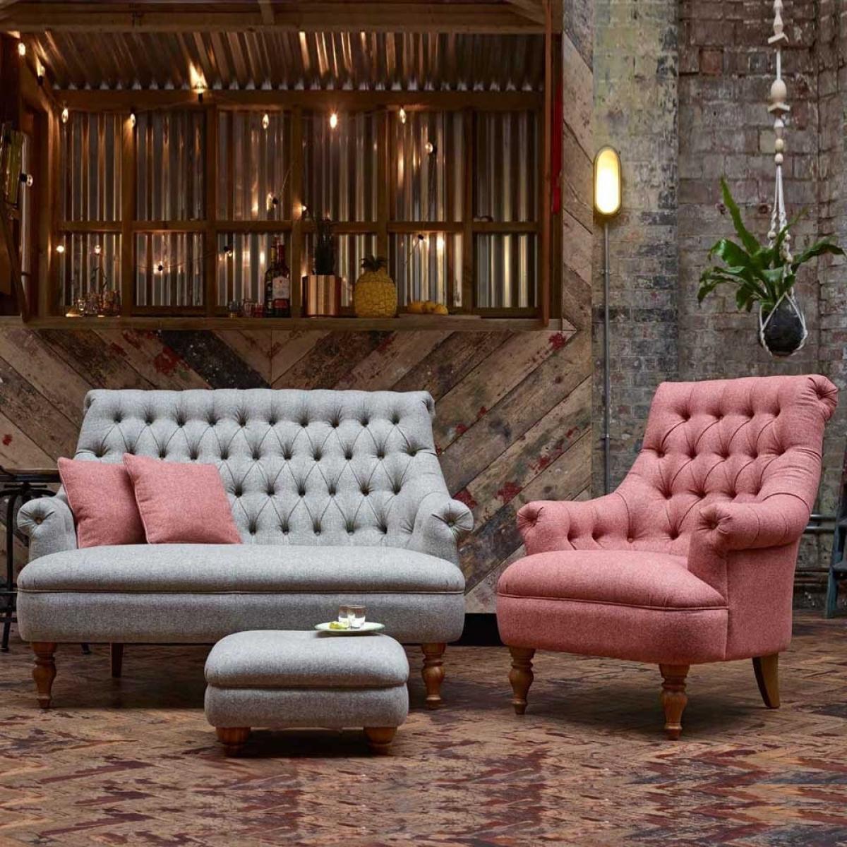 Wood Bros Buttoned Accent Footstool - Fabric - Grade E, Leather – image 3