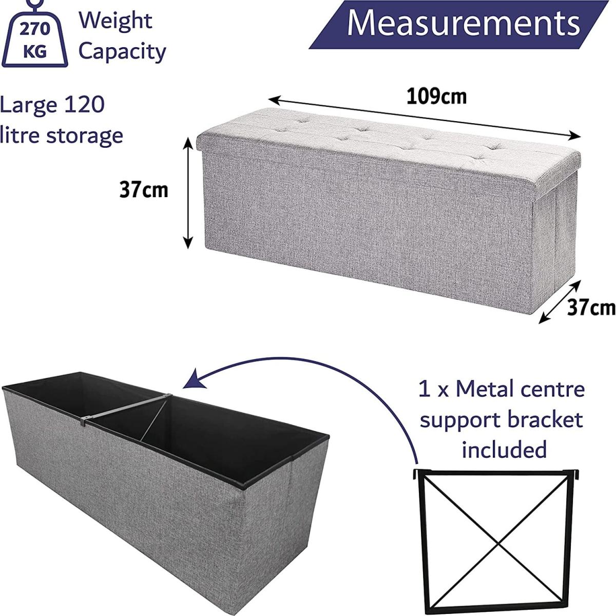Ottoman Storage Box Large Grey 120L - Grey – image 5
